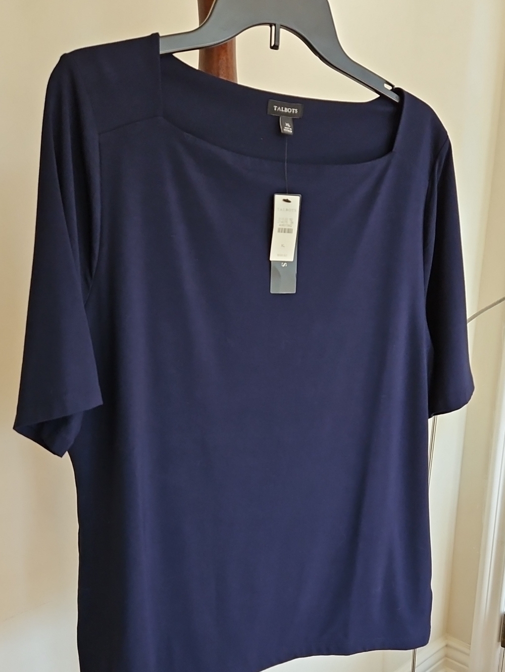Talbots Navy Square-Neck Short Sleeve Tee - Classic Fit